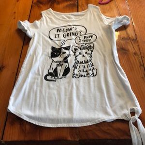 Justice open shoulder short sleeve t-shirt size 12